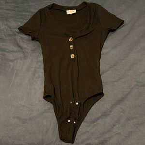 Pink Lily black bodysuit, ribbed, size small